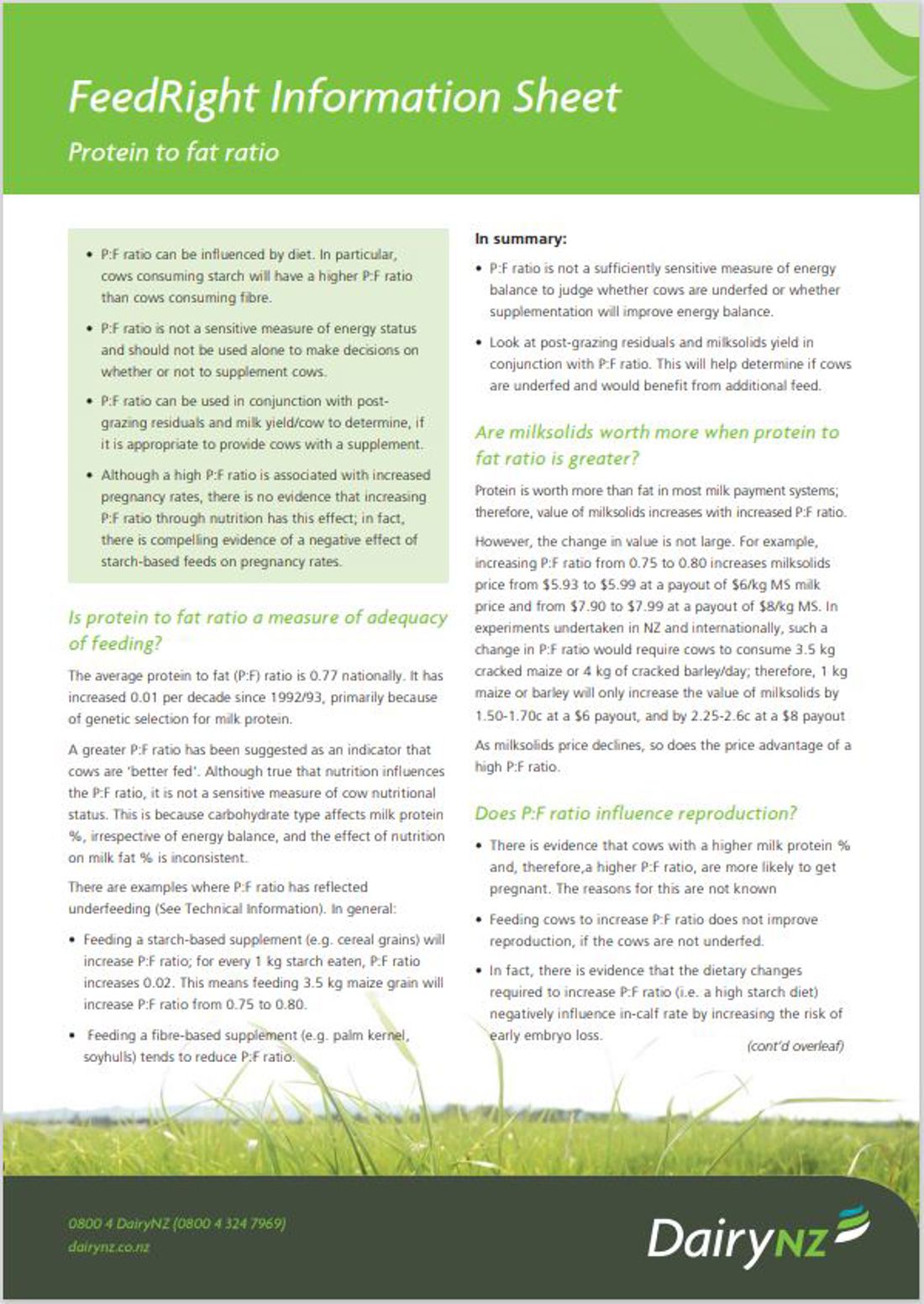 Feedright Information Sheet Protein To Fat Ratio Image