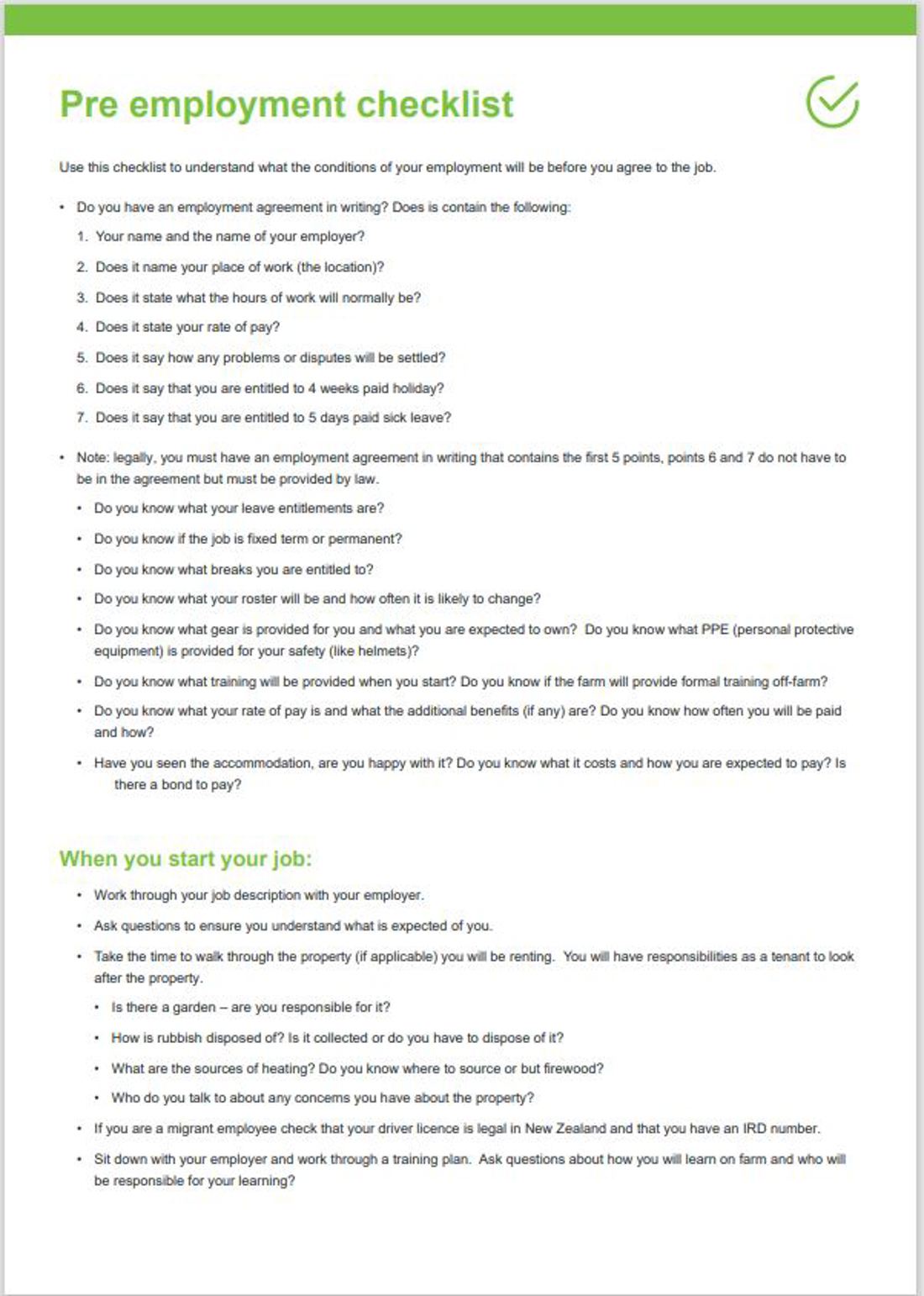 Pre Employment Checklist Image