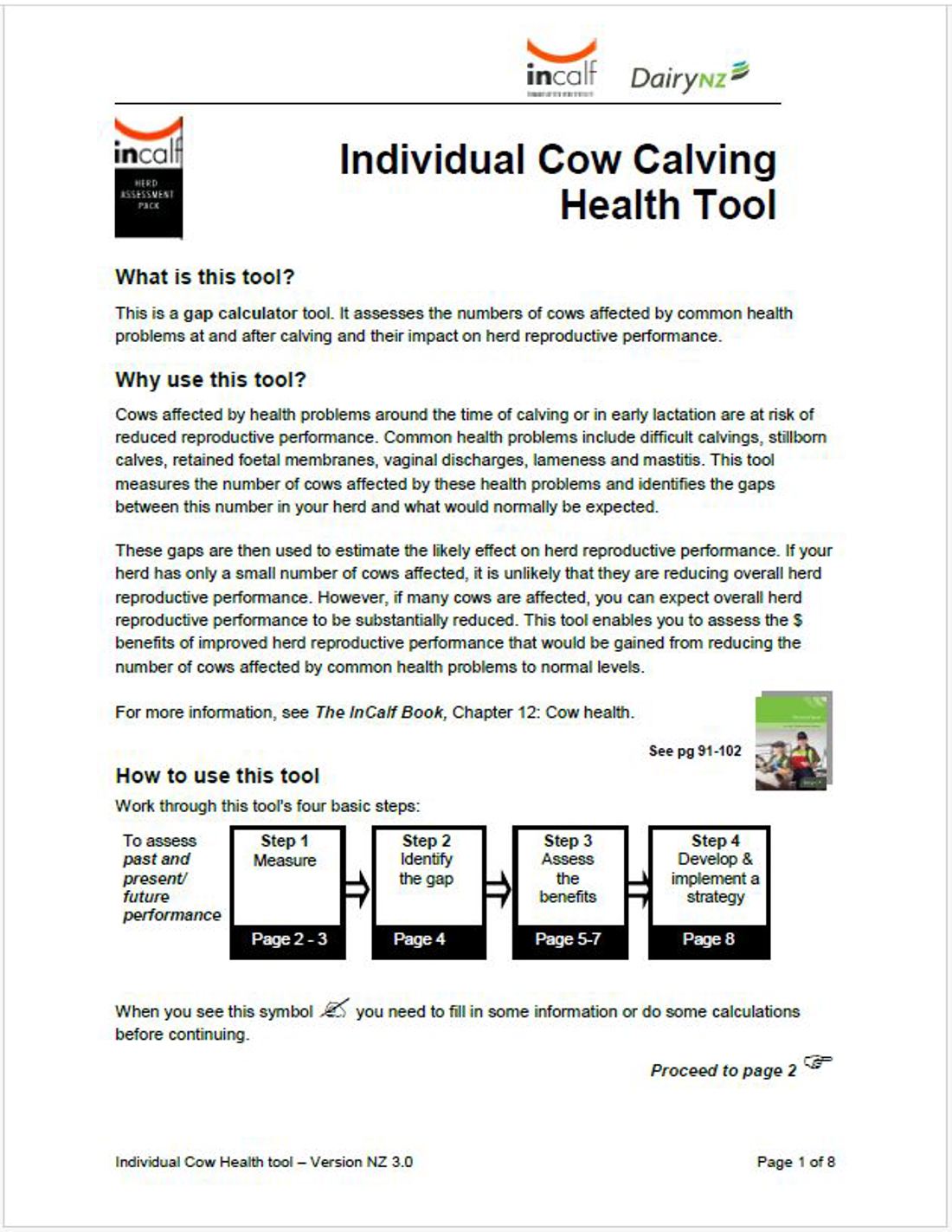 Incalf Individual Cow Calving Health Tool Image