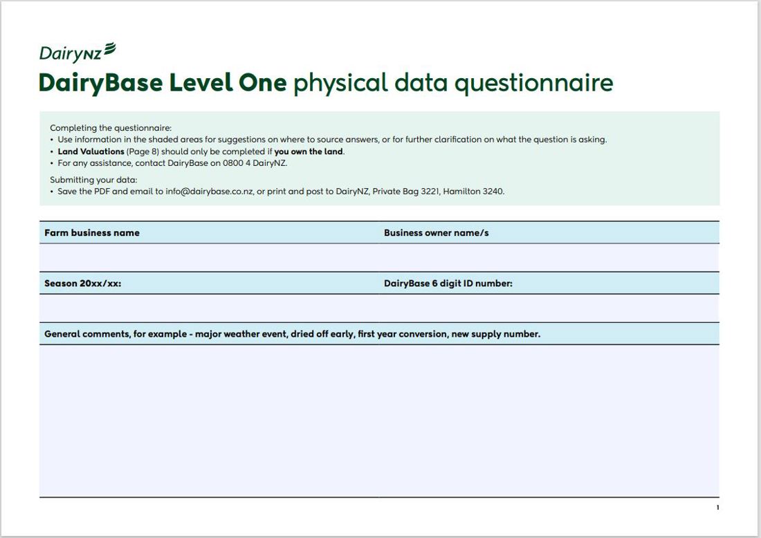 Dairybase Level 1 Physical Questionnaire 2023 24 Image