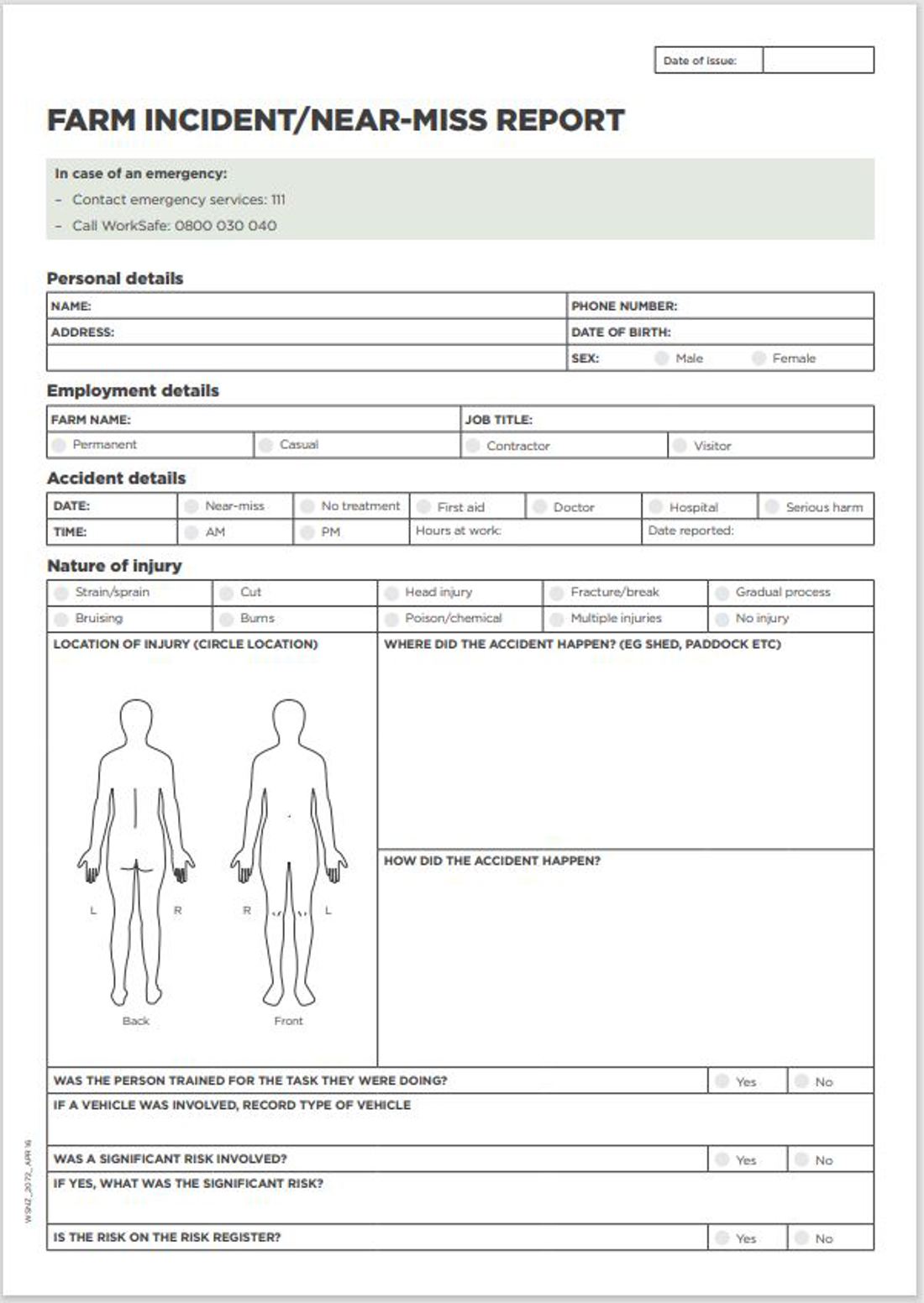 Farm Incident Near Miss Report Image